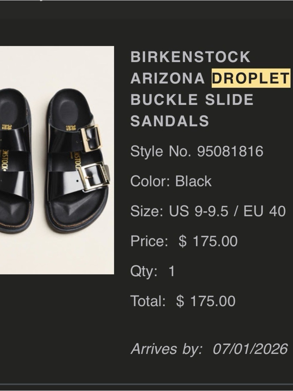 Arizona Droplet Buckle Patent Leather Sandals - Picture 3 of 12